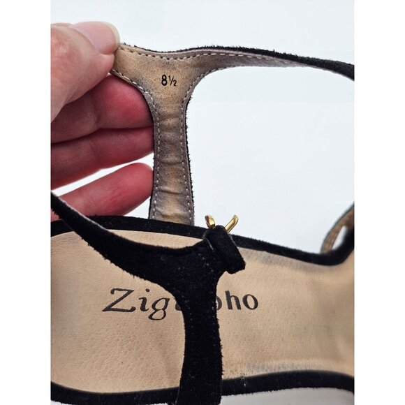 Black Rhinestone T-Strap Heels By Zigzosoho Sz 8.5 Prom Wedding Eveningwear - Picture 9 of 11